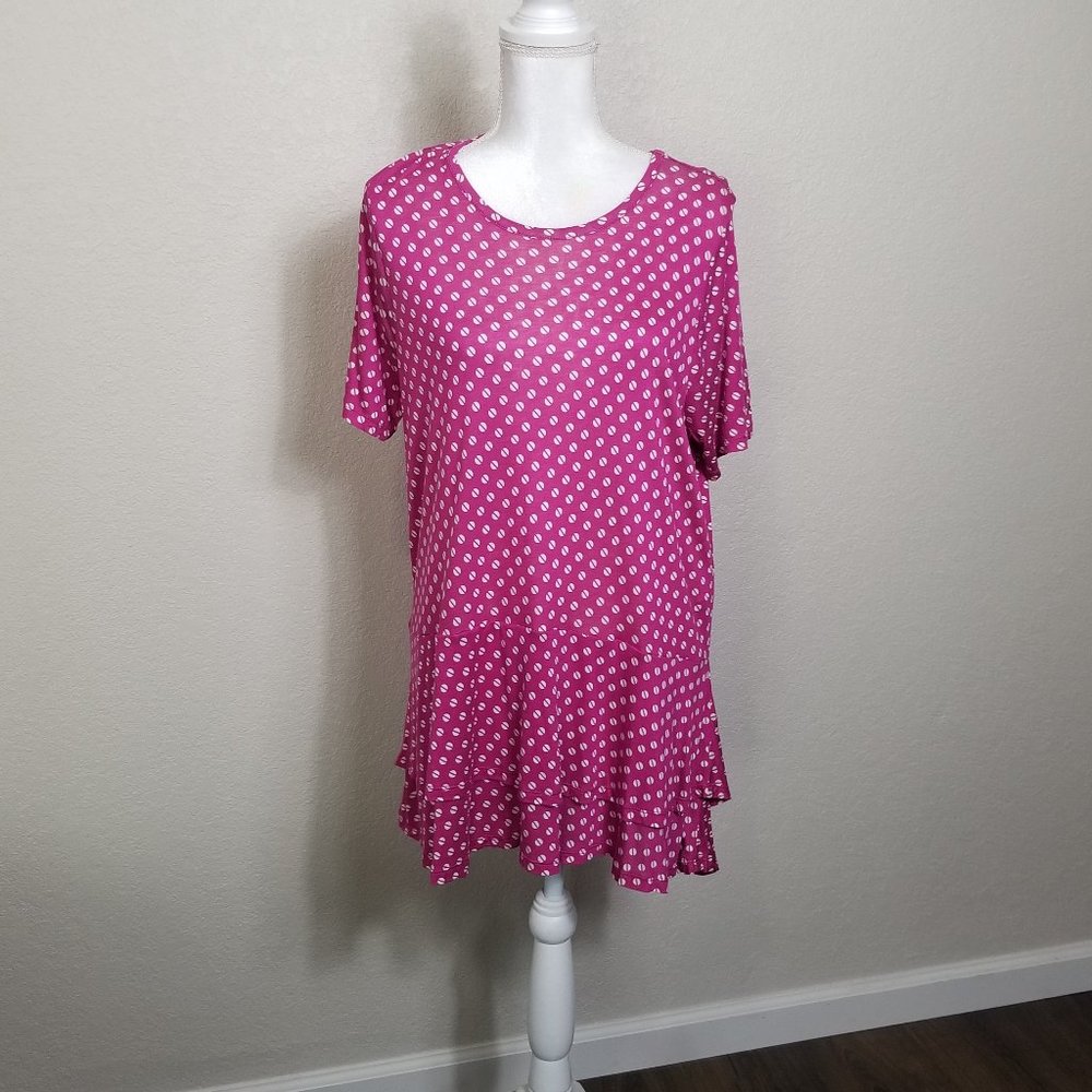 Michael Kors Women's Plus Size Short Sleeve Hi-Low Tiered Printed Tunic Top 0X